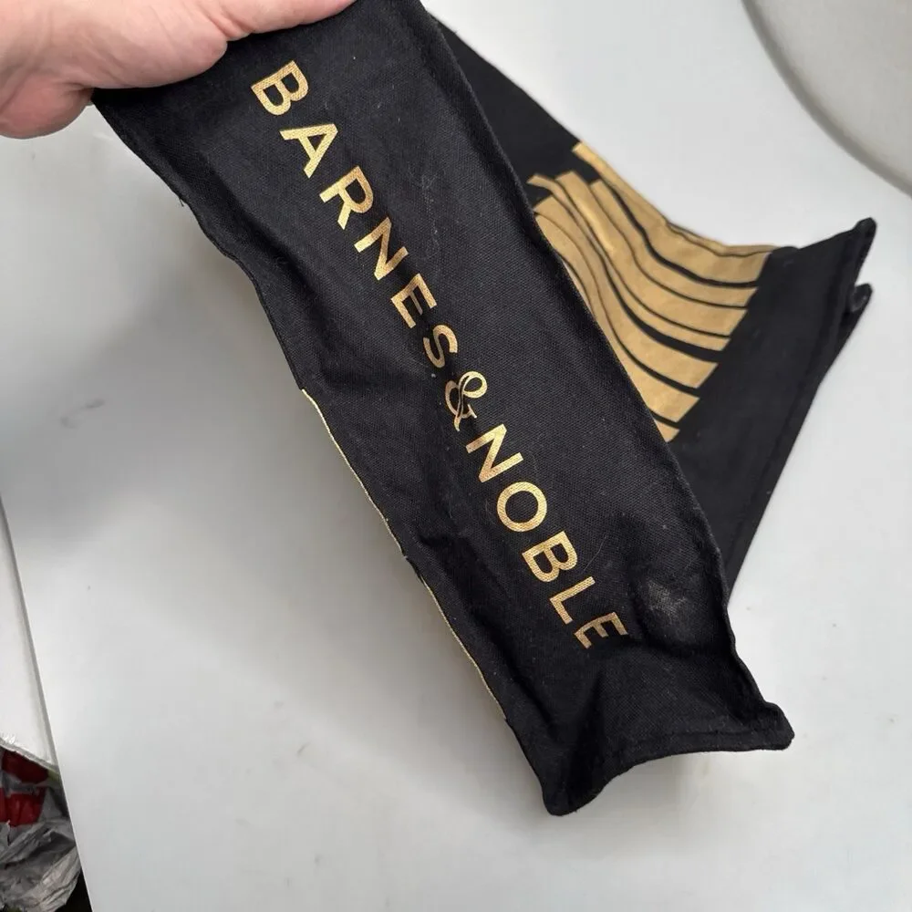 Barnes & Noble Black & Gold Tote Bag Organic Cotton Reusable NEW 15